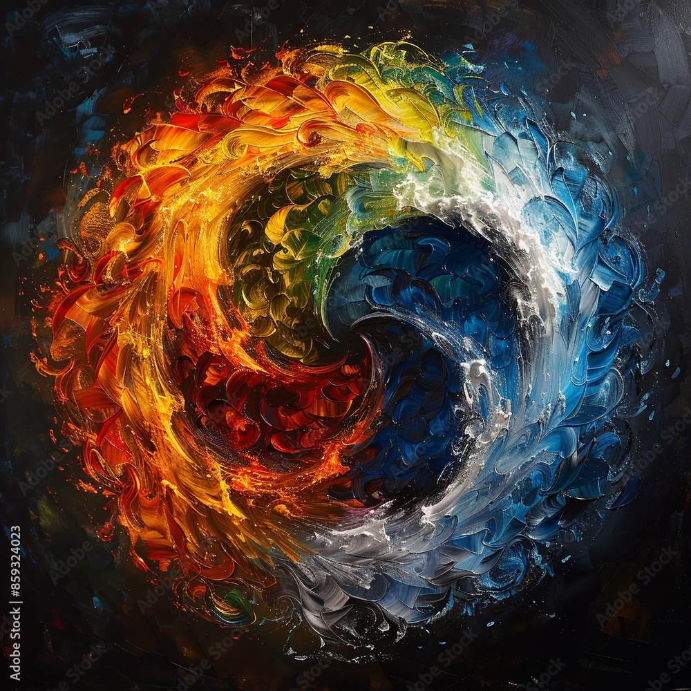 Poster immerse yourself in a visually mesmerizing artistic representation showcasing the four elements of n