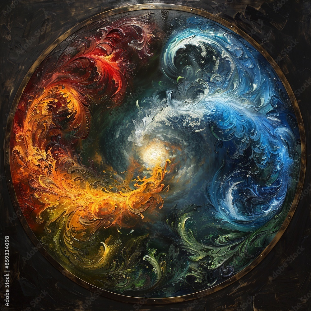 Aufkleber immerse yourself in a visually mesmerizing artistic representation showcasing the four elements of n