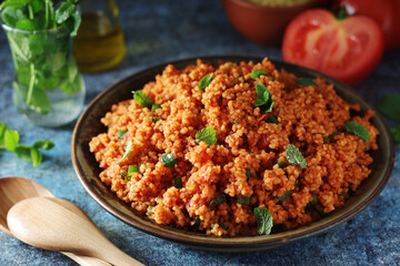 A traditional Turkish bulgur salad - Kisir	