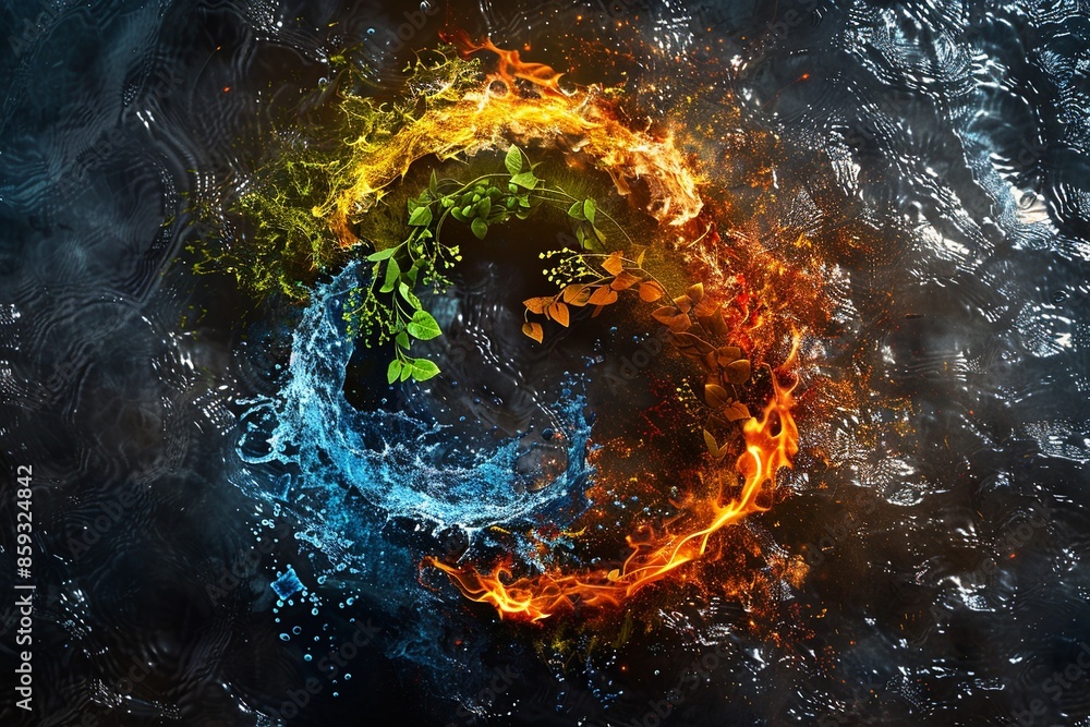 Aufkleber immerse yourself in a visually mesmerizing artistic representation showcasing the four elements of n