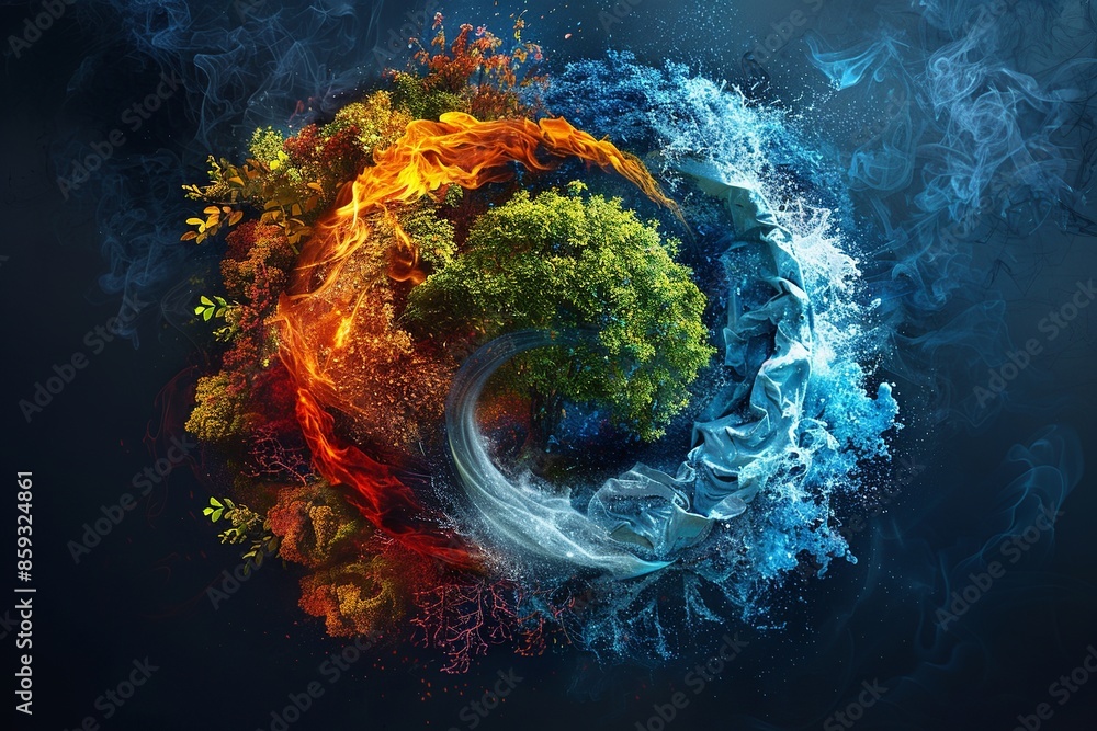 Aufkleber immerse yourself in a visually mesmerizing artistic representation showcasing the four elements of n