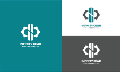 Infinity Gear logo vector template, Creative Infinity logo design concept