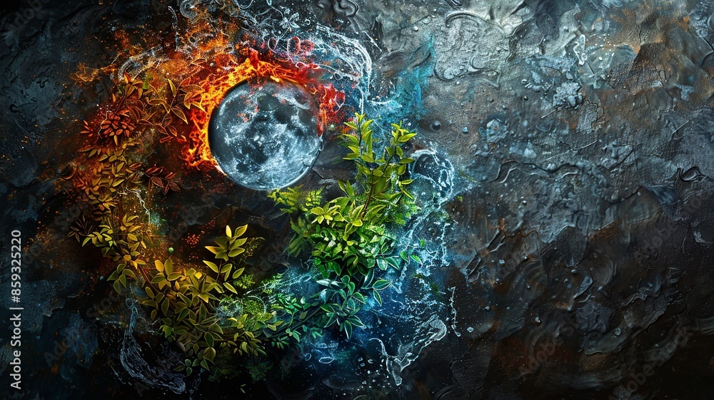 Aufkleber immerse yourself in a visually mesmerizing artistic representation showcasing the four elements of n