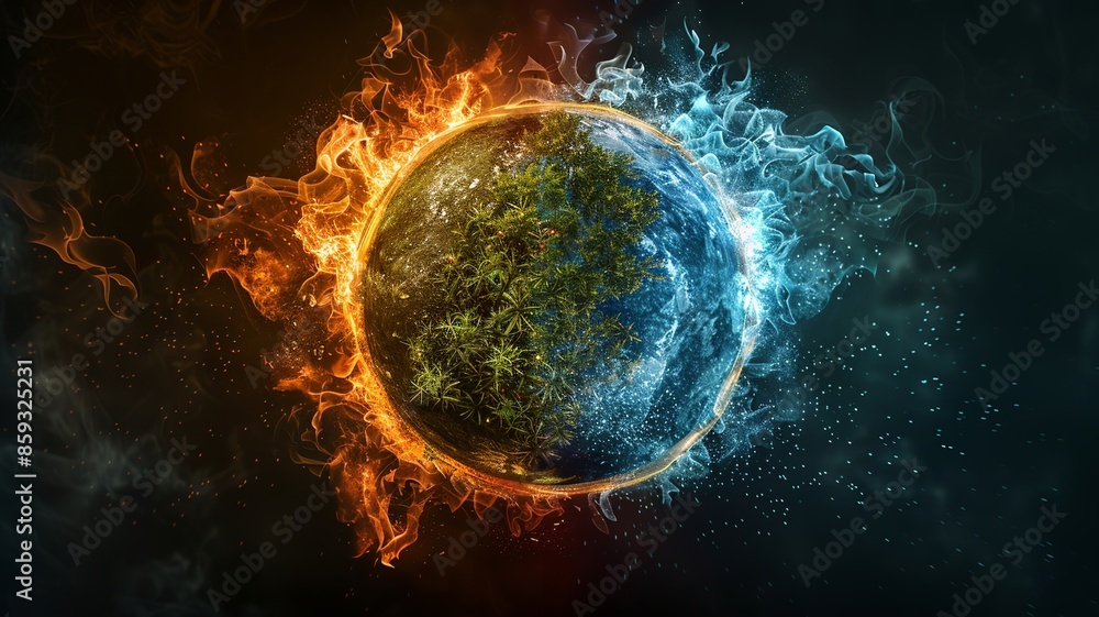 Aufkleber immerse yourself in a visually mesmerizing artistic representation showcasing the four elements of n