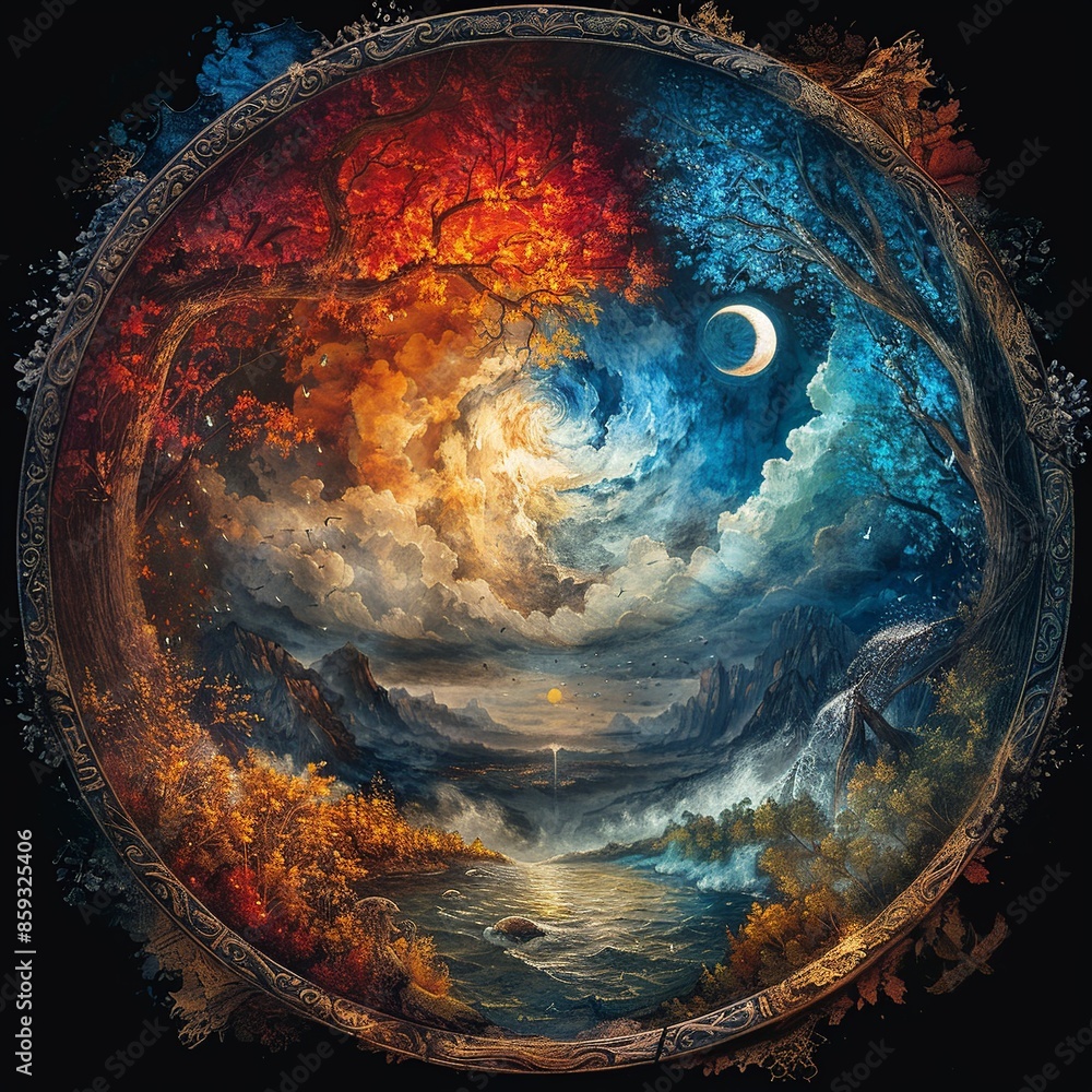 Aufkleber immerse yourself in a visually mesmerizing artistic representation showcasing the four elements of n