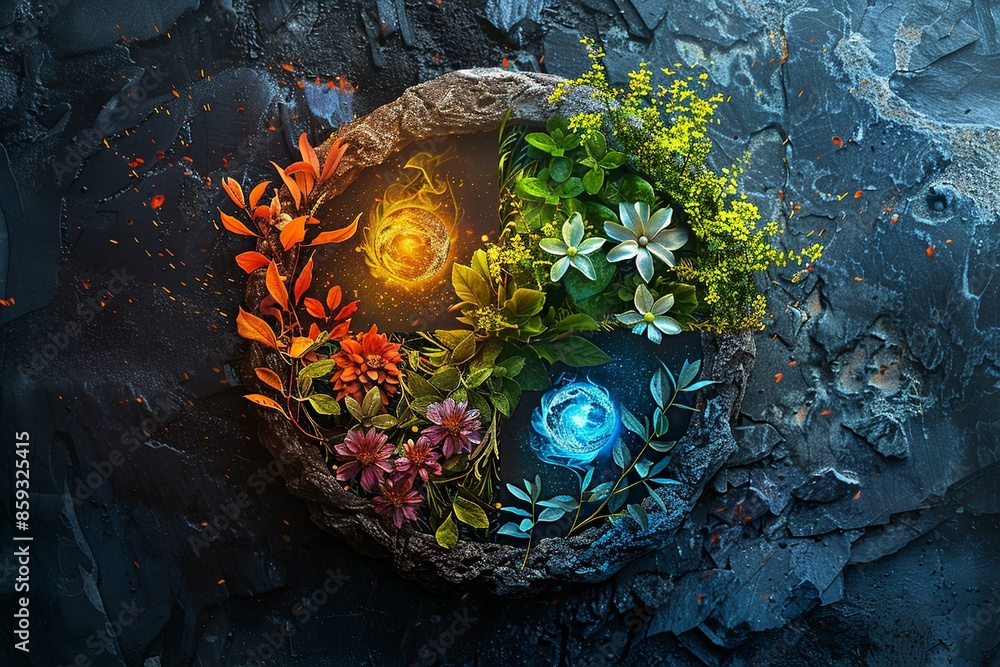 Aufkleber immerse yourself in a visually mesmerizing artistic representation showcasing the four elements of n