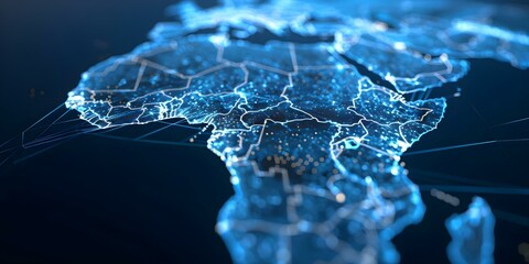Digital Map of Africa A High-Speed Showcase of Global Network Connectivity and Cyber Technology. Concept Digital Map, Africa, Global Network, Connectivity, Cyber Technology