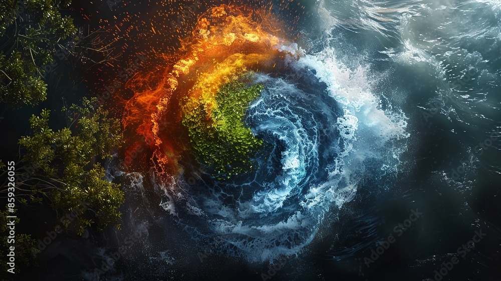 Aufkleber immerse yourself in a visually mesmerizing artistic representation showcasing the four elements of n