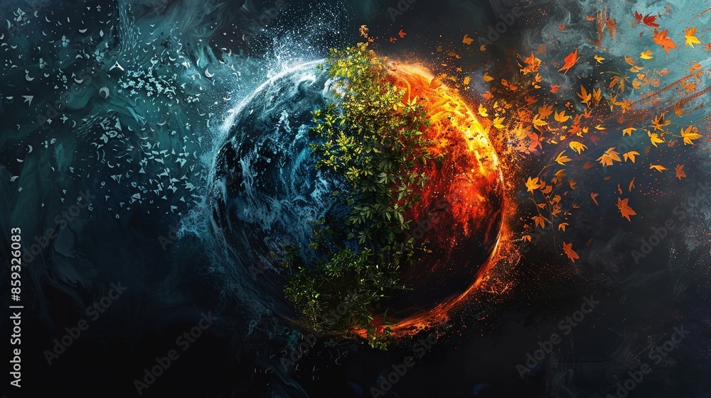 Aufkleber immerse yourself in a visually mesmerizing artistic representation showcasing the four elements of n