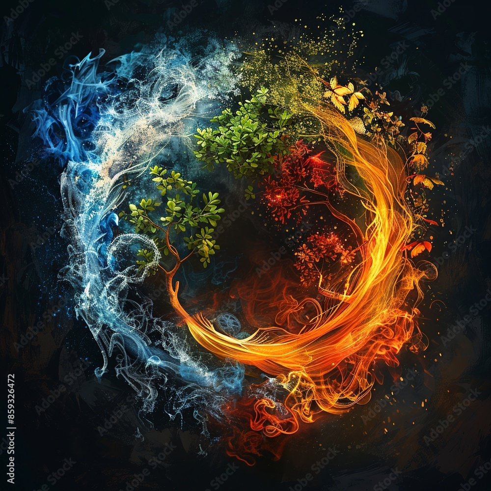Aufkleber immerse yourself in a visually mesmerizing artistic representation showcasing the four elements of n