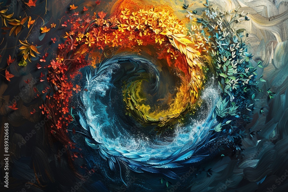 Aufkleber immerse yourself in a visually mesmerizing artistic representation showcasing the four elements of n