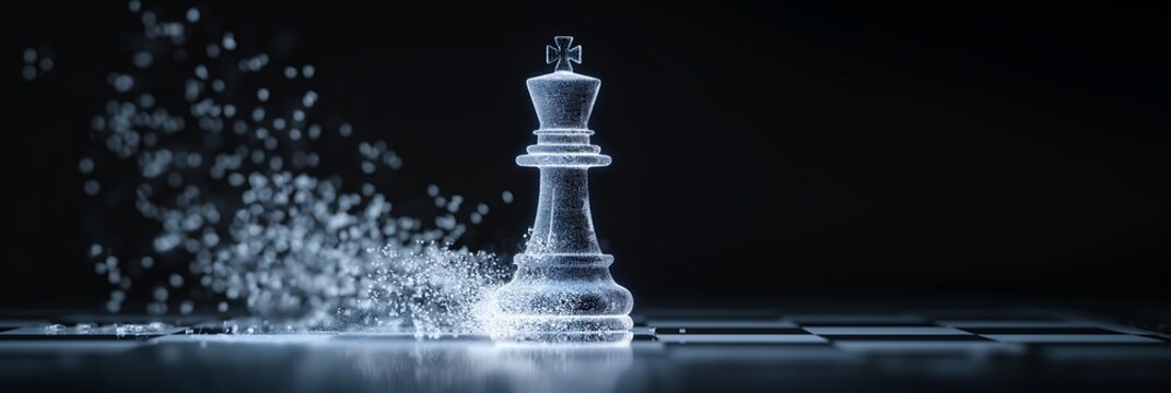 Disintegrating Chess Piece on Board