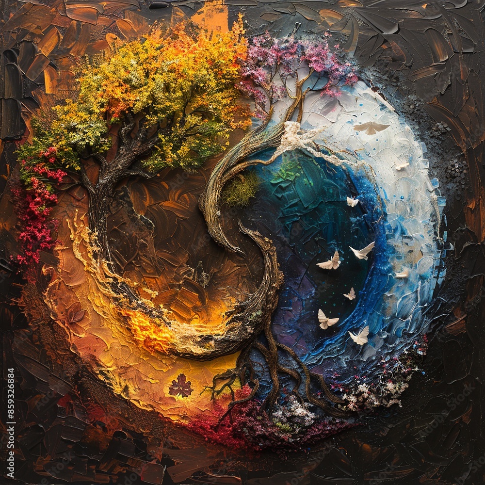 Aufkleber immerse yourself in a visually mesmerizing artistic representation showcasing the four elements of n