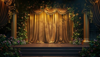 Golden Stage Curtained by Lush Foliage