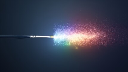 Fototapeta premium Paintbrush with Colorful Light Trail