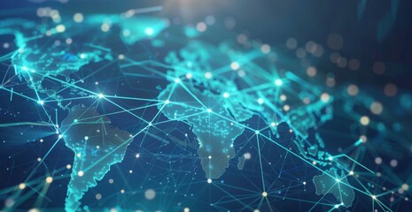 Obraz premium Global network concept, with visualization lines representing connections, glowing, earth