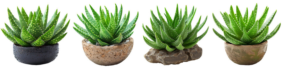 Aloe vera in a pot, transparent background