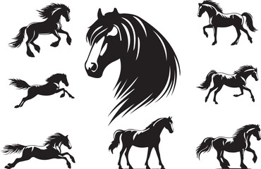 Horse Silhouettes in Vector