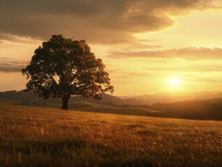 Golden hour landscapes offer mesmerizing views illuminated by golden light, evoking a tranquil and enchanting ambiance.