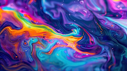 Neon-colored liquid mixing, creating a mesmerizing psychedelic effect