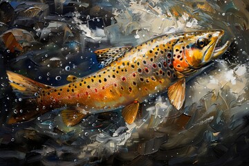 A hooked yellow Trout fights for freedom in the ocean's clear, tropical water