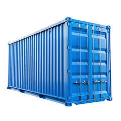 blue cargo container isolated on white transparent background