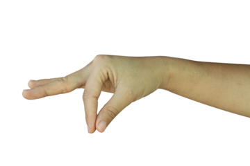 Female hand gesture hold, pick Isolated on transparent background, PNG File.