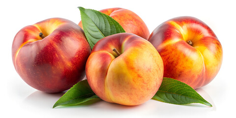 Ripe peaches on a white background.