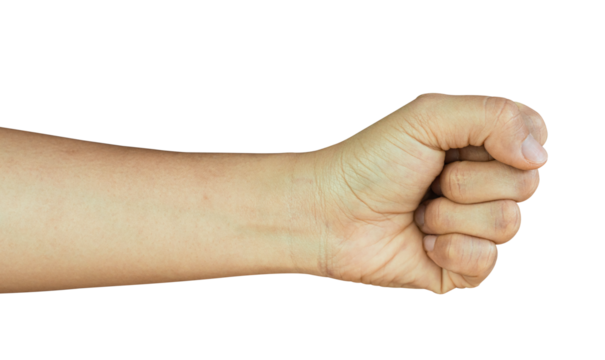 Hand fist gesture Isolated on transparent background, PNG File.