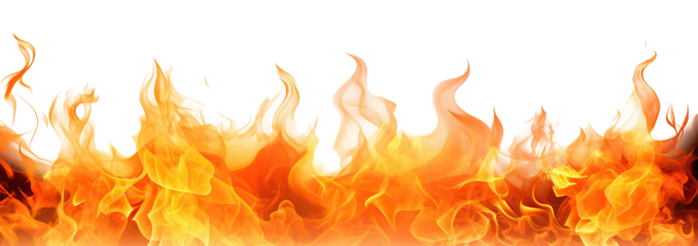 Bright and dynamic fire flames, cut out