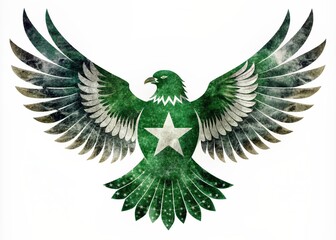 Obraz premium Patriotic Eagle with Wings Spread: Pakistani Flag Filled Silhouette