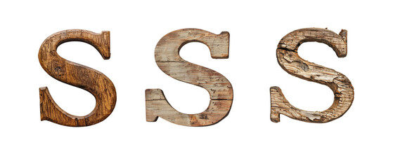 Wooden alphabet letter S for educational resources. 
