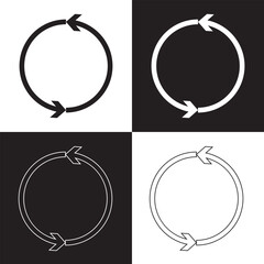Two semicircular arrows. Following each other in a circle. Vector symbol. isolated on white and black background. EPS 10