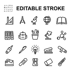 Simple set of Stationery office supply related Vector Line Icons. 