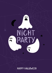 Obraz premium text halloween party on a dark background scary ghosts banner