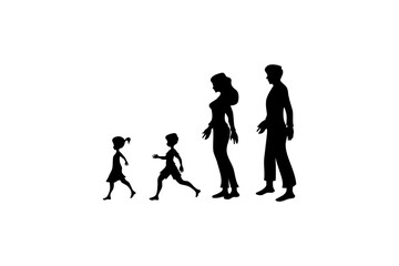 Fototapeta premium vector silhouette of a family on a walk