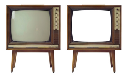 Retro wooden TV box cut out with frame screen cut out