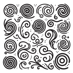 Fototapeta premium Hand-Drawn Swirls on Clean White Background, Variety of Shapes and Sizes