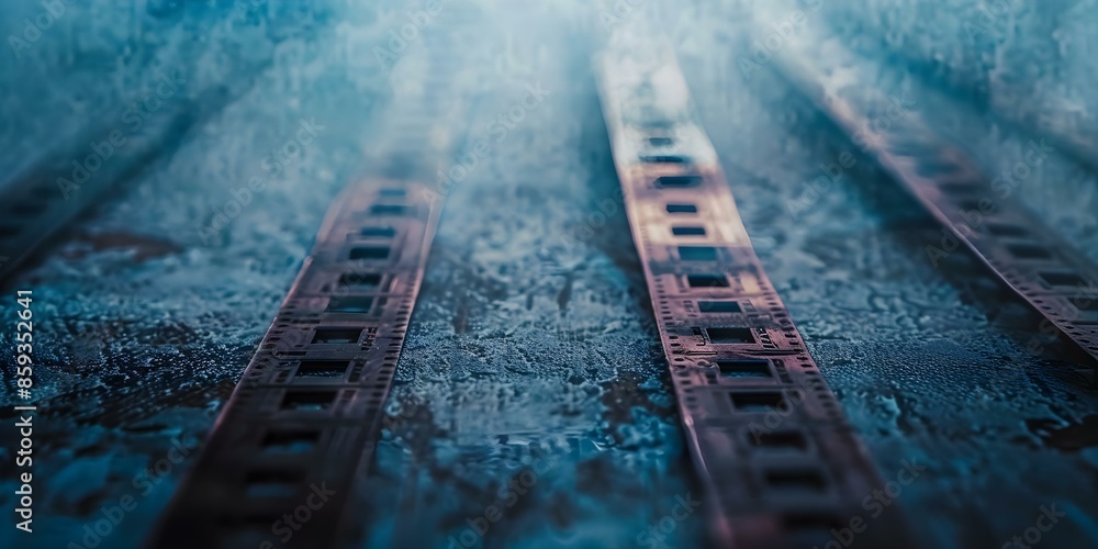 Poster creating a retro scanline border with white noise overlay for a dystopian horror film backdrop. conc