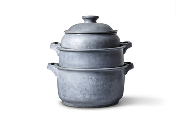 gray pot french kitchen isolated white background kitchen utensil rustic traditional sweet
