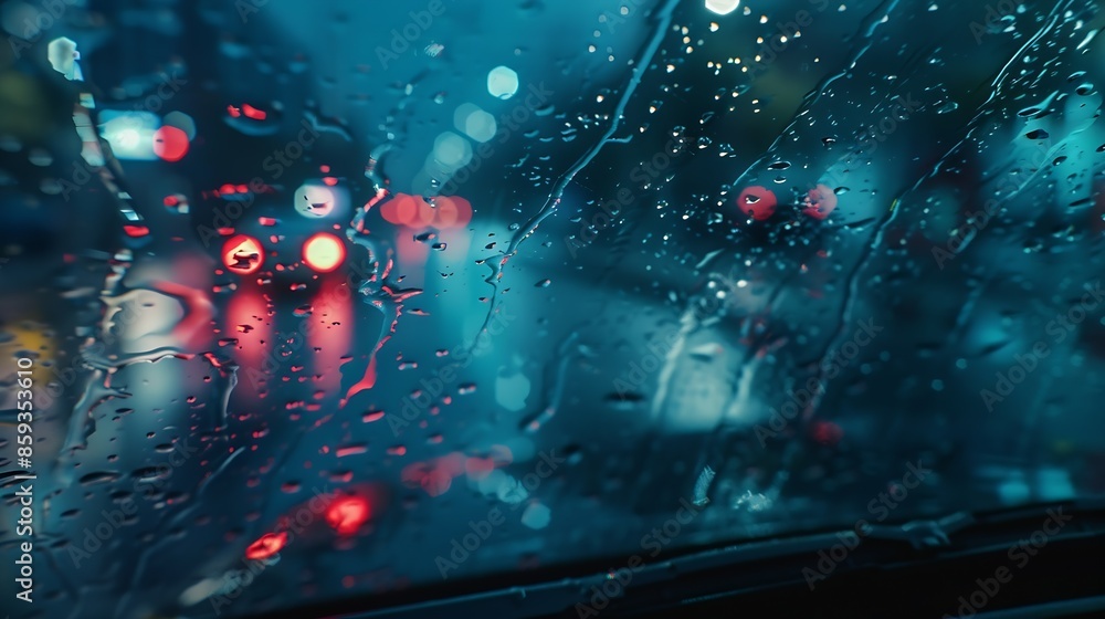 Poster rain falling on the windshield : generative ai