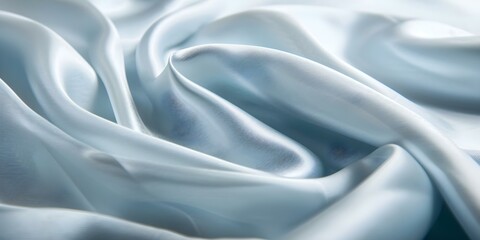 Fototapeta premium Luxurious Silk Texture Smooth Pale Blue Satin Fabric with Elegant Blur Pattern. Concept Elegant Photoshoot, Silk Textures, Smooth Satin Fabric, Pale Blue, Elegant Patterns