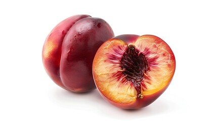 Ripe peach  fruit isolated on white background cutout : Generative AI
