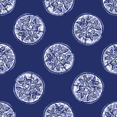 Indigo blue to dye effect abstract vector seamless pattern background. Modern masculine bold graphic bandana design for block print hand craft trend. 