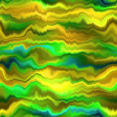 Blurry silk green brown vertical autumn fall tie dye texture background. Wavy irregular bleeding wave seamless pattern. Atmospheric ombre distort effect. Space dyed all over print