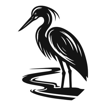 recommend clip art: A silhouette heron standing on the ground