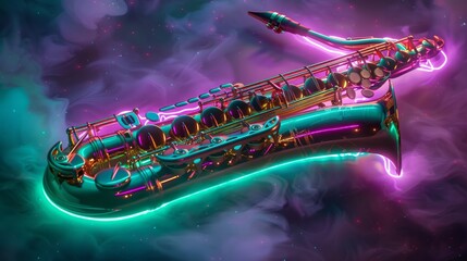 Neon Saxophone in a Dreamy Atmosphere