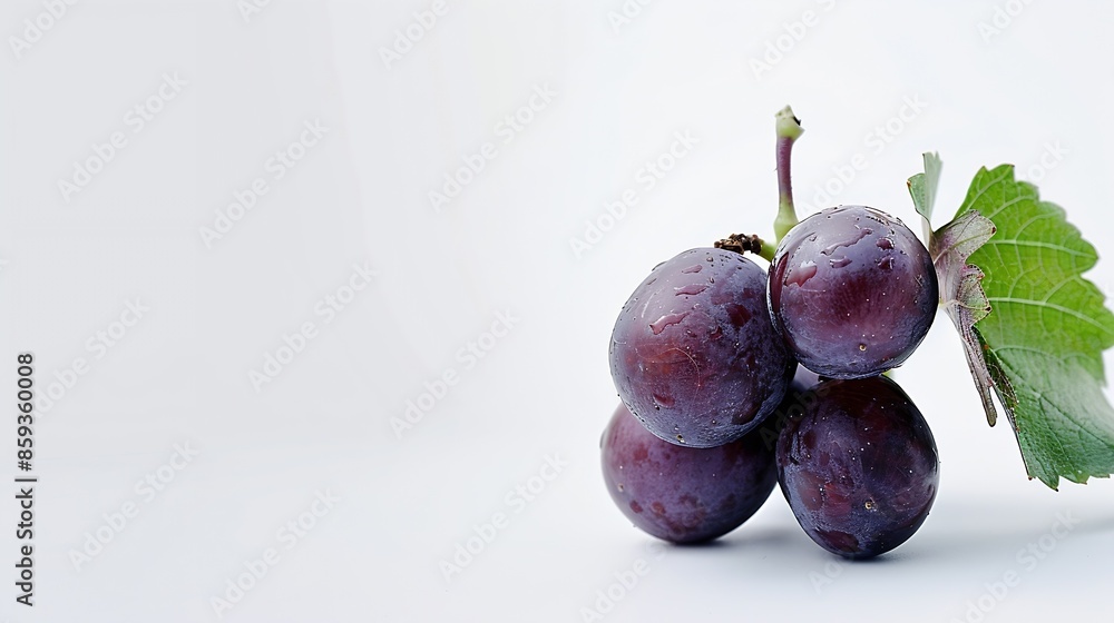 Poster dark red grape isolated on white background : generative ai
