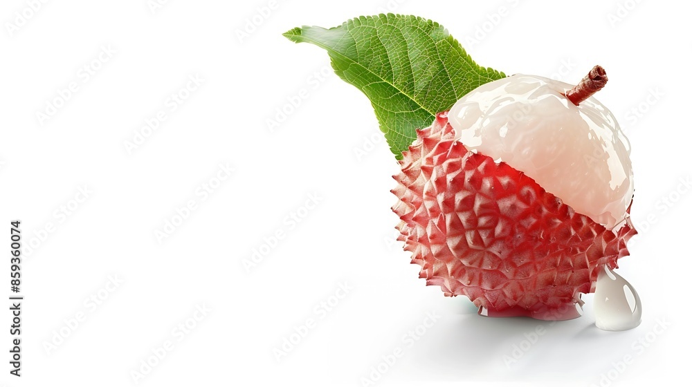 Poster juicy lychee isolated on white background clipping path : generative ai