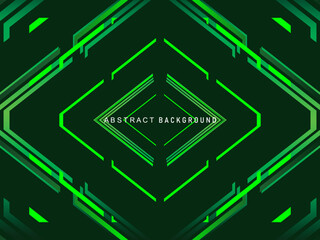 Futuristic green lines abstract background. Geometric green lines form abstract vector background. Technology background in green modern style.